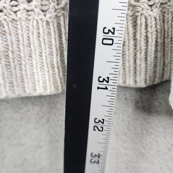 Womens Beige Express Open Knit Sweater 3/4 Sleeve Round Neck Size M/L - Picture 10 of 12